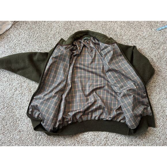 Orvis 100% Wool shooting jacket Men's XL; Khaki Green, Full zip; leather pull - Picture 7 of 9